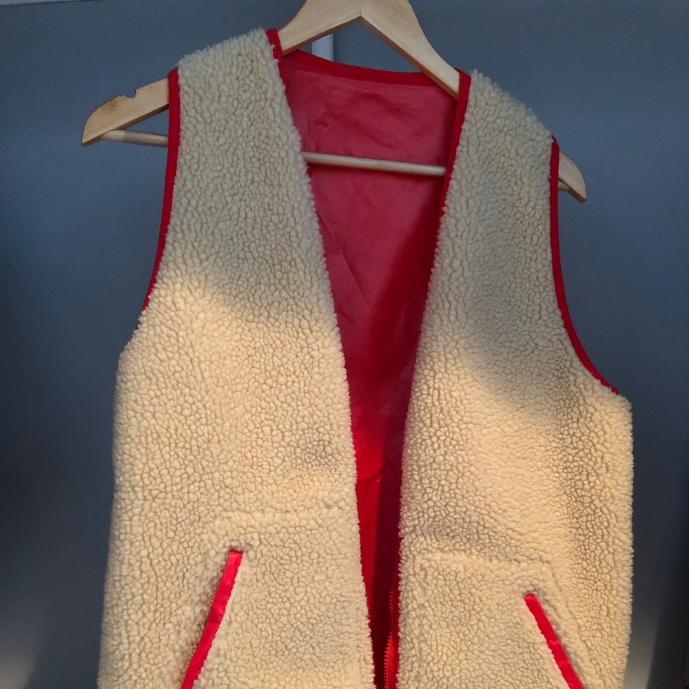 J.Crew Fleece Reversible Red Vest Size S